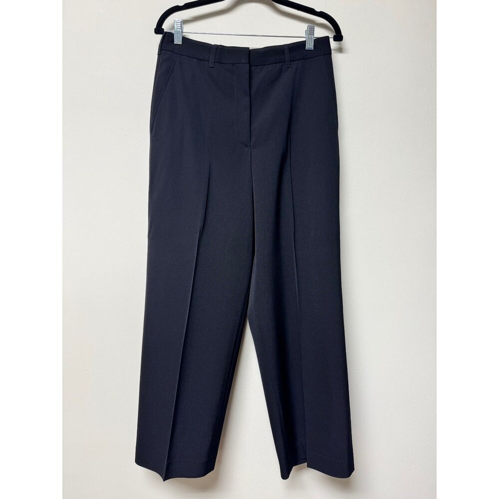 NWOT - STELLA MCCARTNEY Wool Wide Leg Black Trousers, Flat Front, Sz 42 (6-8)